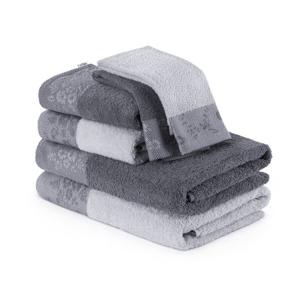Set 6 prosoape pentru mâini și duș AmeliaHome, gri