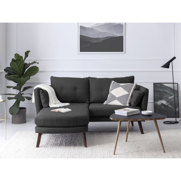 Canapea cu 3 locuri Mazzini Sofas Elena, cu șezlong pe partea stângă, gri închis-image-1