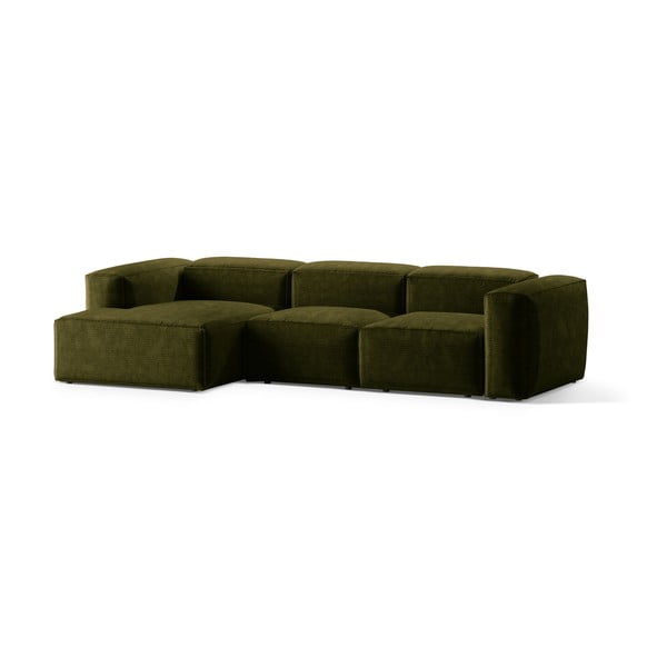 Colțar verde cu tapițerie din catifea reiată  (cu colț pe partea stângă/cu șezlong) Bergamo – Cosmopolitan Design-image-2