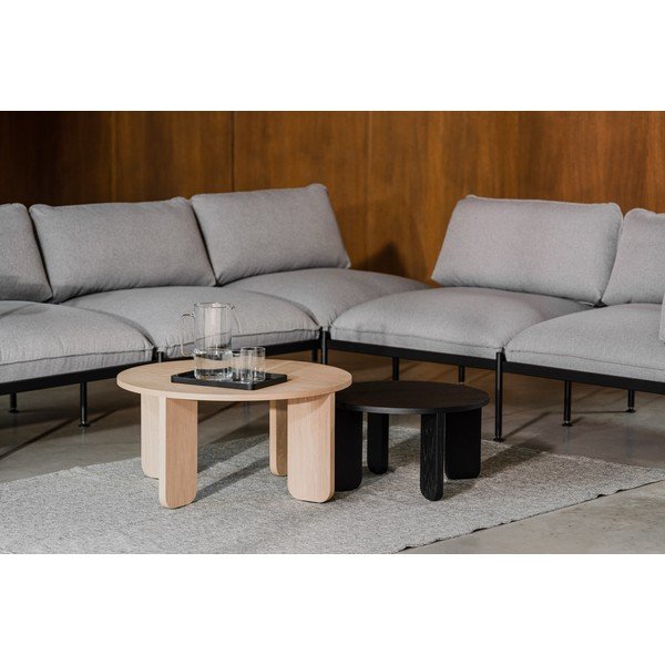 Măsuță de cafea neagră rotundă cu blat cu aspect de lemn de stejar ø 55 cm Kuvu – noo.ma-image-2