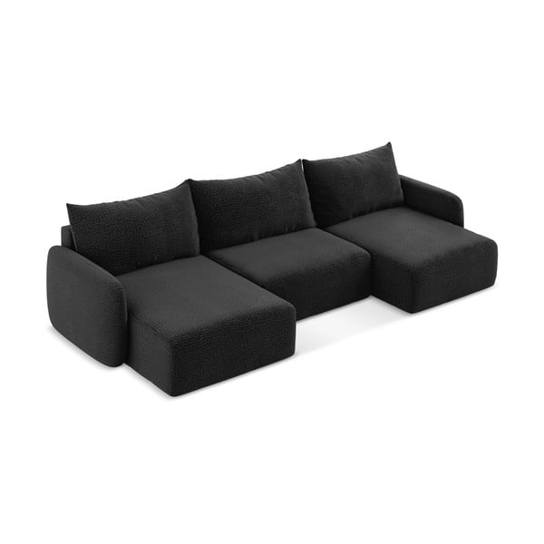 Colțar negru extensibil/cu spațiu de depozitare Kalena – Makamii-image-2