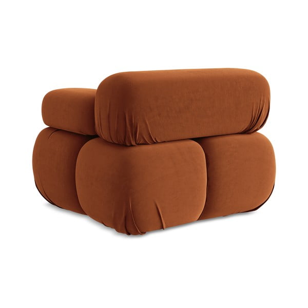 Modul pentru canapea modulară portocaliu cu tapițerie din catifea (cu colț pe partea dreaptă) Lokua – Makamii-image-4