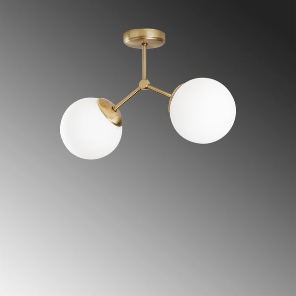 Plafonieră albă/alămie cu abajur din sticlă 15x44 cm Damar – Opviq lights-image-3