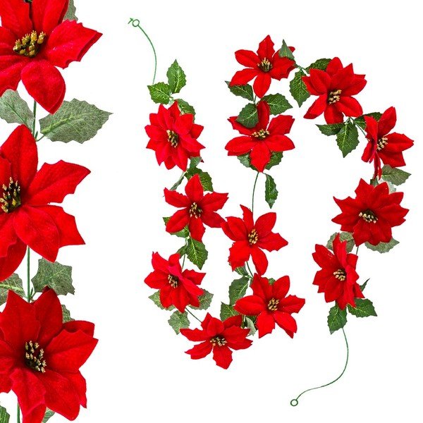 Beteală de Crăciun 180 cm Poinsettia – Casa Selección-image-2
