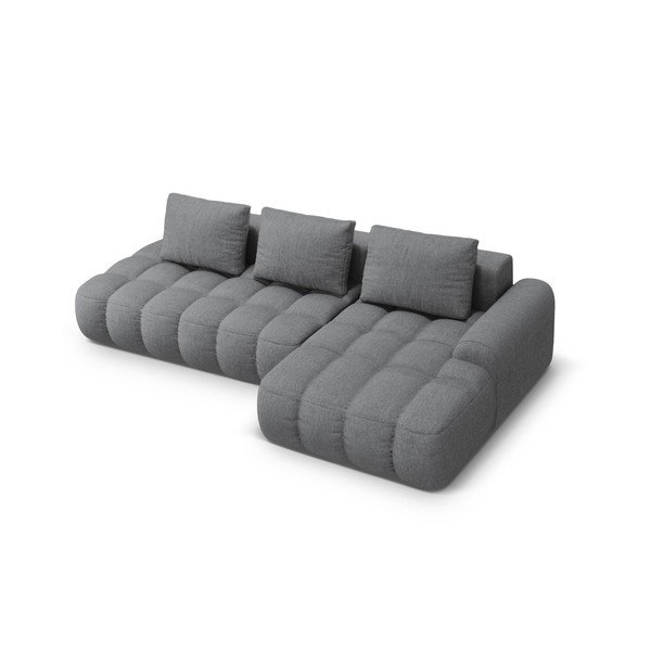 Colțar gri extensibil/cu spațiu de depozitare (cu colț pe partea dreaptă/cu șezlong) Linz – Cosmopolitan Design-image-3