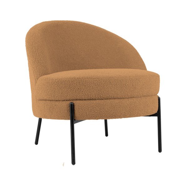 Fotoliu maro deschis cu tapițerie din țesătură bouclé Noble – Leitmotiv