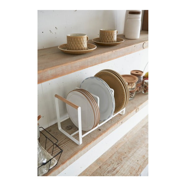 Suport farfurii cu detalii din lemn de fag YAMAZAKI Tosca, alb-image-1