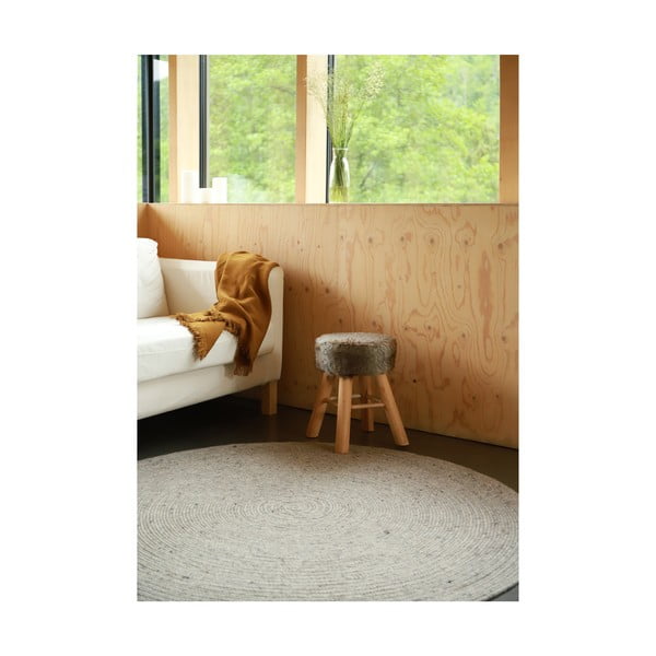 Covor lucrat manual din amestec de lână și bumbac Nattiot Neethu, ø 140 cm, gri-image-4