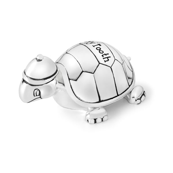 Cutiuță pentru dinți de lapte argintie din metal ø 8x3 cm Turtle – Zilverstad