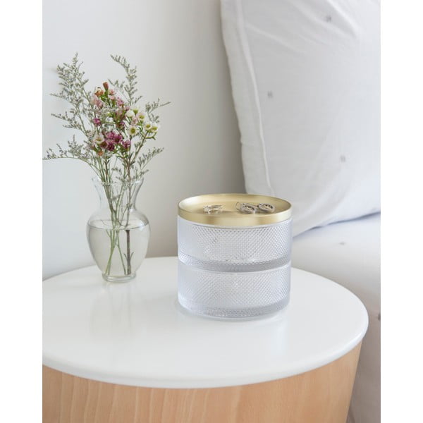 Cutie pentru bijuterii din sticlă și capac auriu Umbra Tesora-image-1