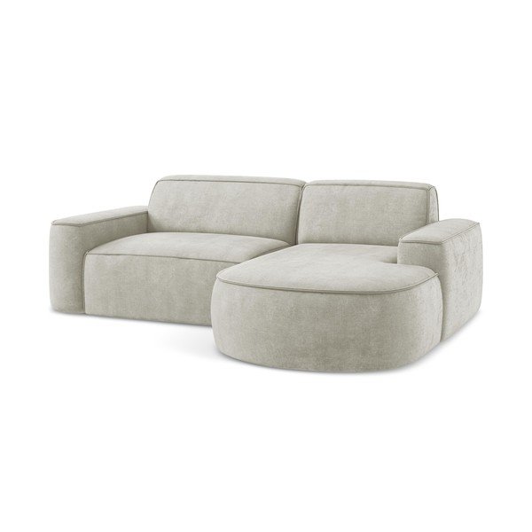 Colțar crem cu tapițerie din chenille (cu colț pe partea dreaptă/cu șezlong) Omao – Makamii-image-4