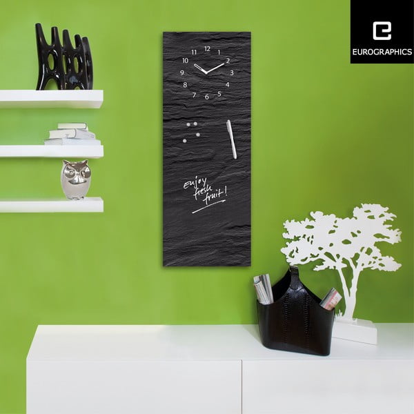 Tablă magnetică cu ceas Eurographic Black Slate, 30 x 80 cm-image-1
