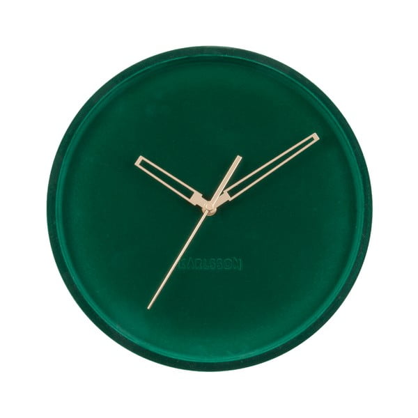 Ceas din catifea pentru perete Karlsson Lush, verde închis, ø 30 cm