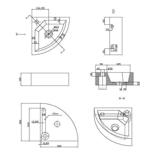 Chiuvetă mică pentru WC neagră din piatră 30x30 cm Blok – Sapho-image-3