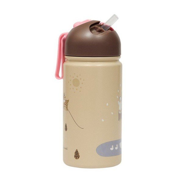 Sticlă pentru copii maro deschis din aluminiu 360 ml Friends in the Forest – OYOY Mini
