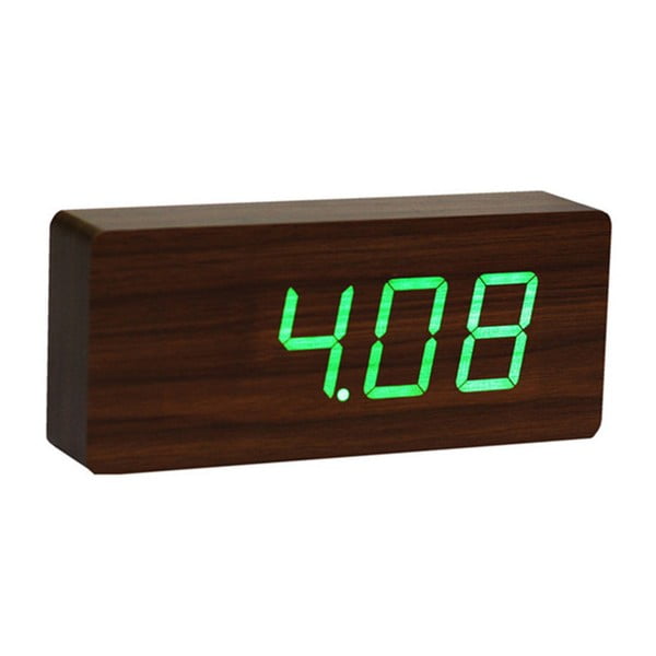Ceas deșteptător cu LED Gingko Slab Click Clock, maro - verde-image-2