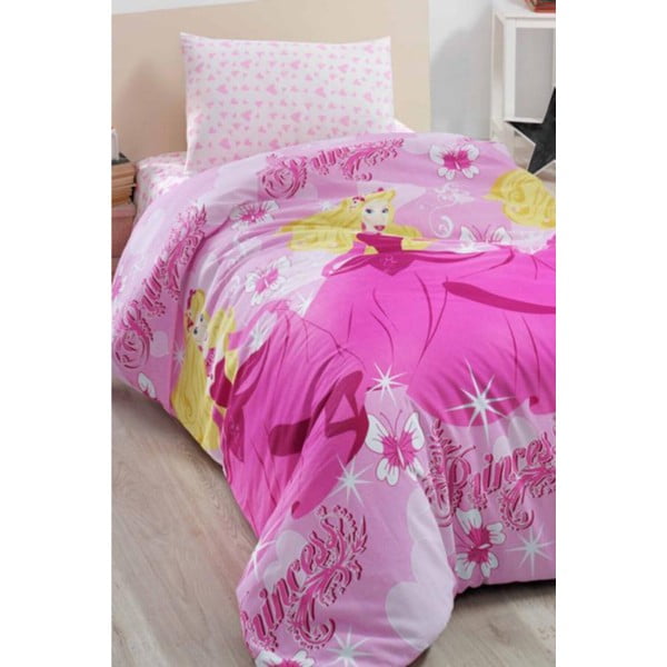 Lenjerie de pat roz pentru pat de o persoană-extins și cearceaf Barbie – Mila Home