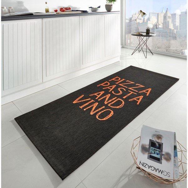 Covor de bucătărie Hanse Home Pizza Pasta and Vino, 80 x 200 cm, negru-image-1