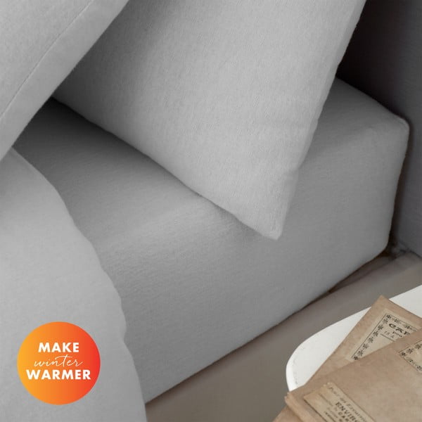 Cearceaf gri din flanelă cu elastic 150x200 cm Brushed – Catherine Lansfield-image-4