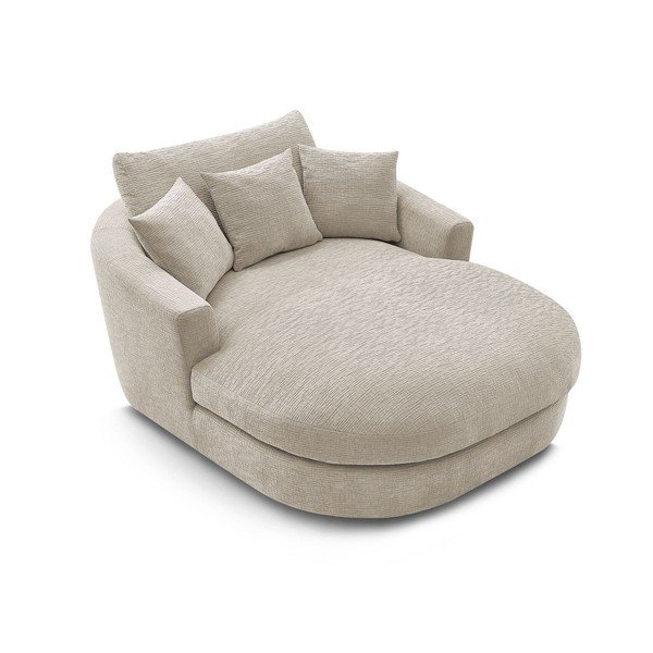 Fotoliu bej cu tapițerie din chenille Belem – Bobochic Paris-image-4