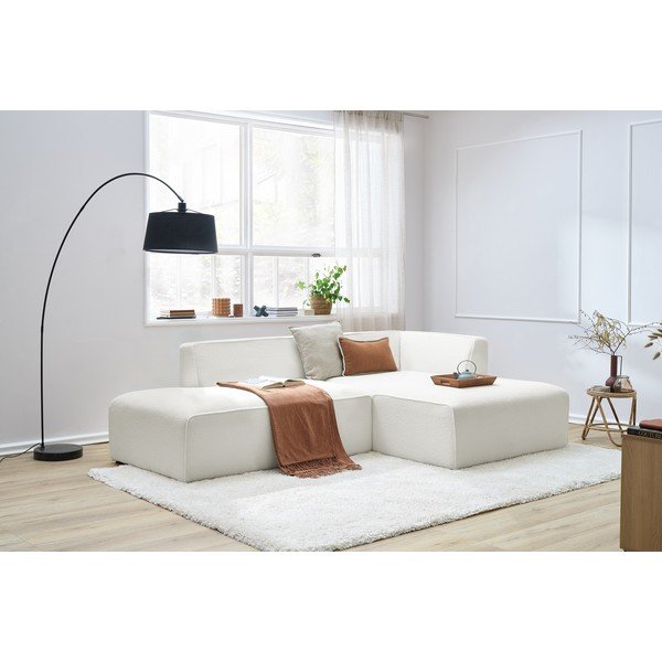 Colțar modular alb cu tapițerie din țesătură bouclé (cu colț pe partea dreaptă/în formă de ”L”) Megeve – Bobochic Paris-image-1