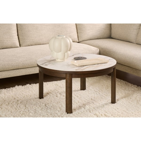 Măsuță de cafea bej-maro închis rotundă cu blat ceramic ø 90 cm Southampton – Actona-image-1