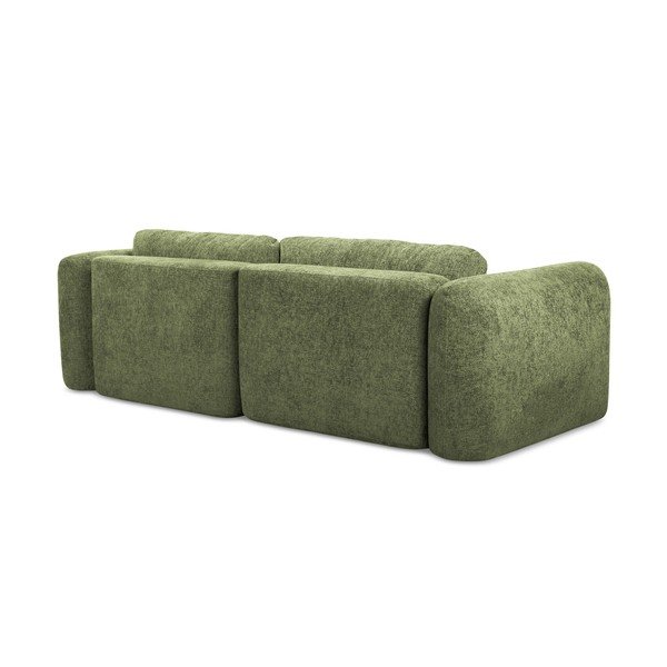 Colțar verde extensibil/cu spațiu de depozitare cu tapițerie din chenille (cu colț pe partea stângă/cu șezlong) Mele – Makamii-image-3