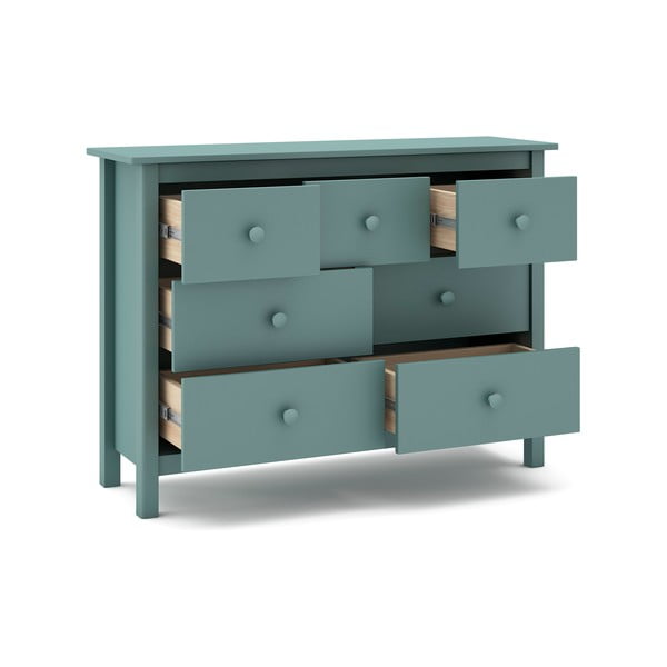 Comodă pentru copii în culoarea petrolului joasă din lemn de pin 110x80 cm Max – Marckeric-image-3