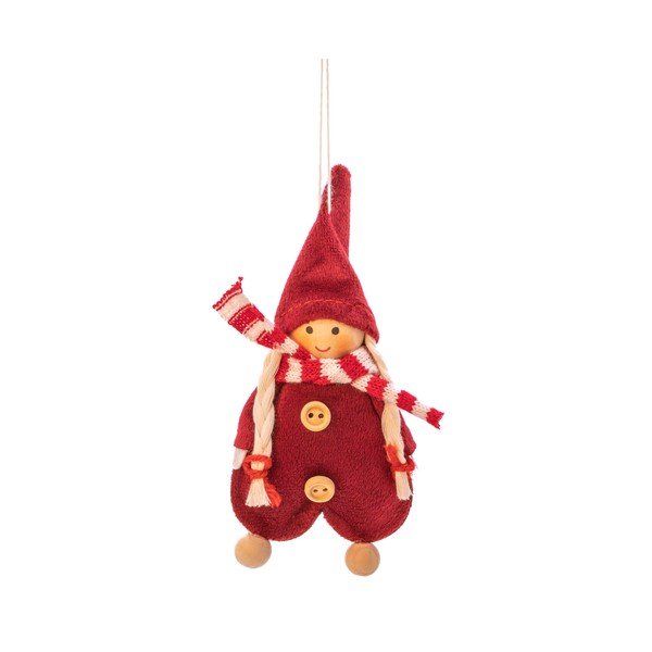 Ornament de Crăciun lucrat manual din material textil 13 cm Gnome Girl – Sass & Belle
