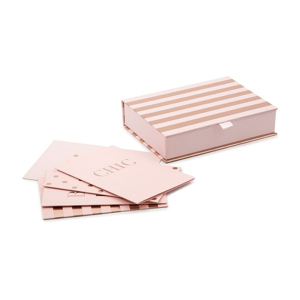 Set hârtii de scris cu plic în cutie cadou GO Stationery Champagne, roz