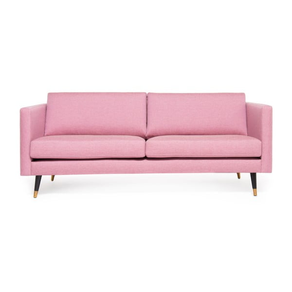 Canapea cu 3 locuri și picioare alămii Vivonita Meyer, roz