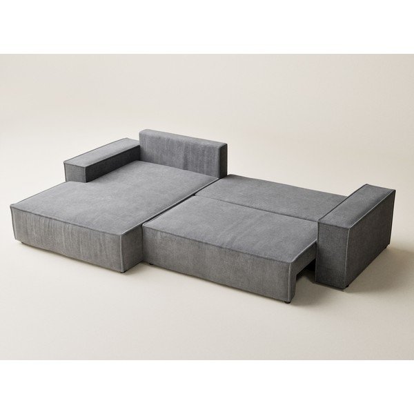 Colțar gri extensibil/cu spațiu de depozitare cu tapițerie din chenille (cu colț pe partea stângă/cu șezlong) Maze – Maison de Rêve-image-4