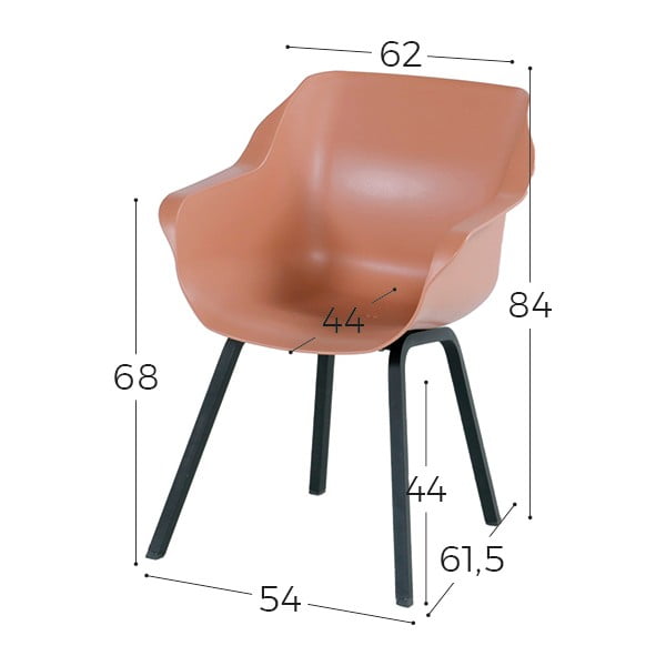 Set 2 scaune de grădină Hartman Sophie, portocaliu deschis-image-2