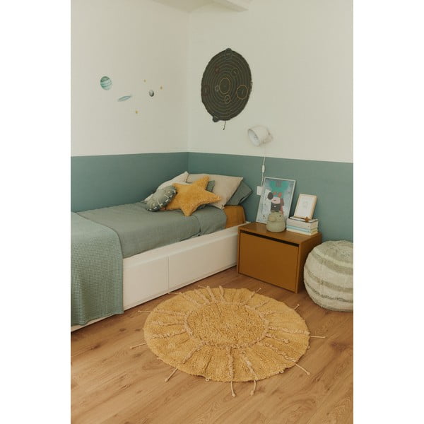 Covor galben muștar lavabil, țesut manual, rotund, din bumbac ø 100 cm Solar Multishape – Lorena Canals-image-3