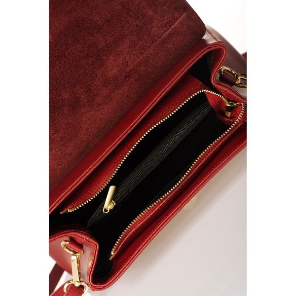 Geantă din piele Federica Bassi Marta, roșu-image-1