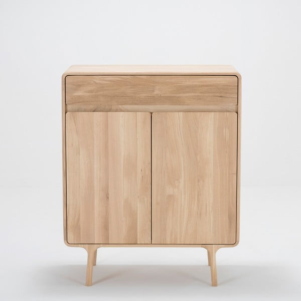 Comodă cu sertar din lemn masiv de stejar Gazzda Fawn-image-3