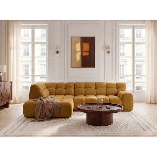 Colțar galben extensibil/cu reglaj electric al șezutului (cu colț pe partea stângă/în formă de ”L”) Andre – Bobochic Paris-image-2