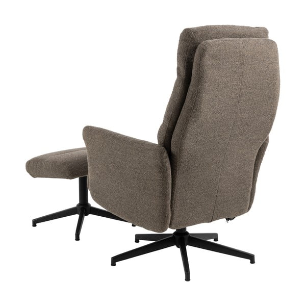 Fotoliu gri/maro de relaxare cu tapițerie din țesătură bouclé London – Actona-image-4