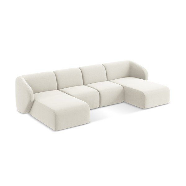 Colțar bej cu tapițerie din catifea (în formă de "U") Lani – Makamii-image-2