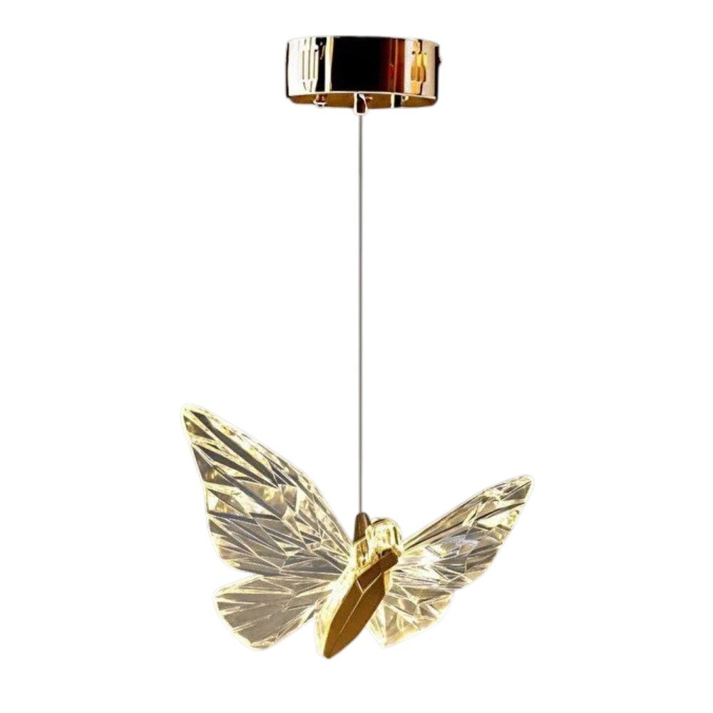 Lustră aurie LED din metal cu abajur din sticlă acrilică ø 20 cm Myrna – Opviq lights