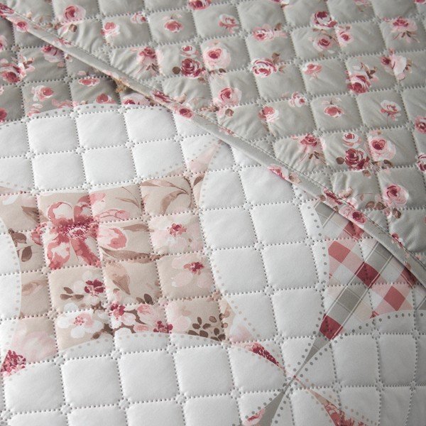 Cuvertură verde matlasată 220x230 cm Pinsonic Patchwork – Catherine Lansfield-image-2