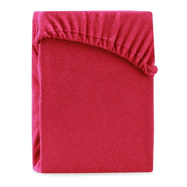 Cearșaf elastic pentru pat dublu AmeliaHome Ruby Maroon, 200-220 x 200 cm, roșu