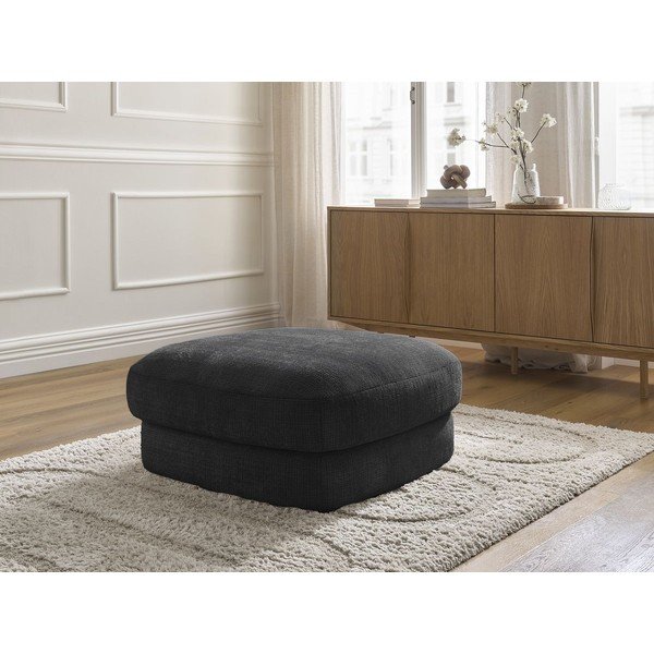 Taburet negru cu tapițerie din chenille Leonore – Bobochic Paris-image-1