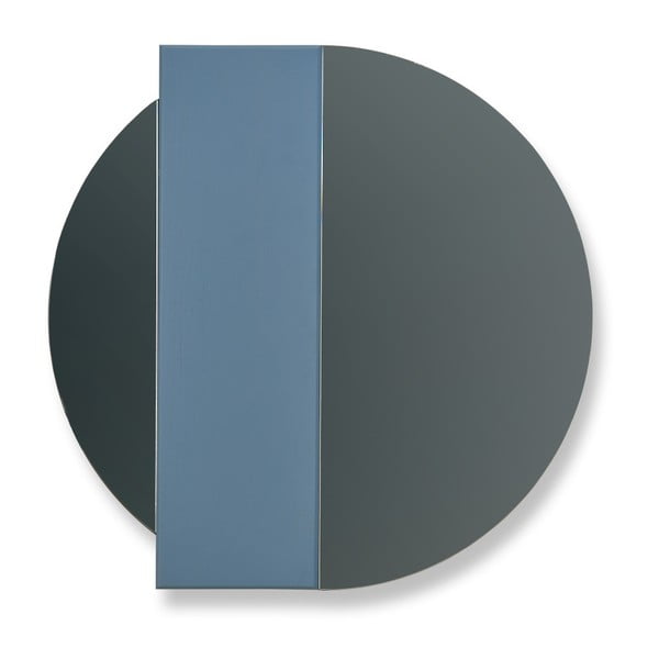 Oglindă de perete din lemn de stejar HARTÔ Charlotte, Ø 60 cm, albastru - gri