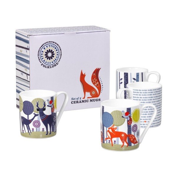 Set 4 x căni ceramică Folklore, 350 ml-image-1