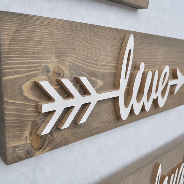 Set 3 decorațiuni din lemn pentru perete White Love Hole-image-2