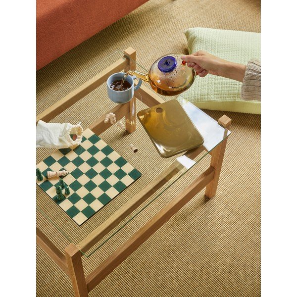 Măsuță de cafea în culoare naturală cu blat din sticlă 52x66 cm Ledge – Hübsch-image-2