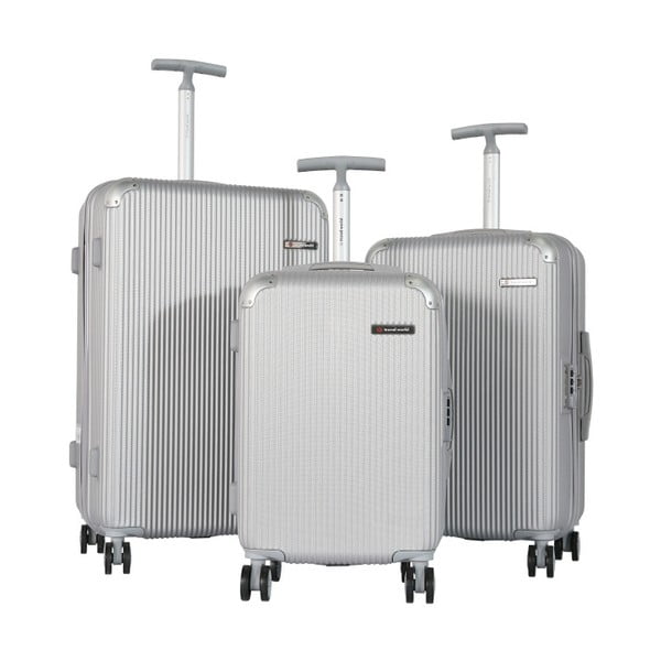 Set 3 valize cu roți Travel World Ebby, alb
