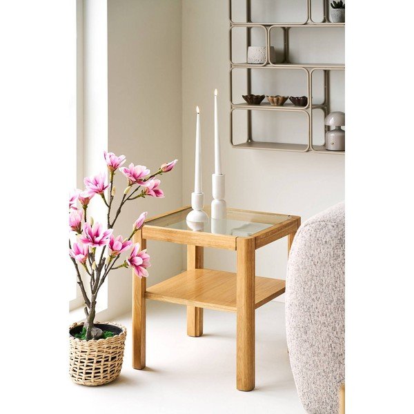 Măsuță auxiliară cu blat din sticlă 40x40 cm Lourmarin – House Nordic-image-1