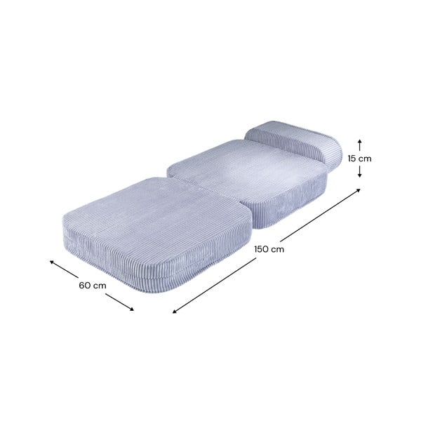 Fotoliu de copii albastru cu tapițerie din catifea reiată Flip – Wigiwama-image-3